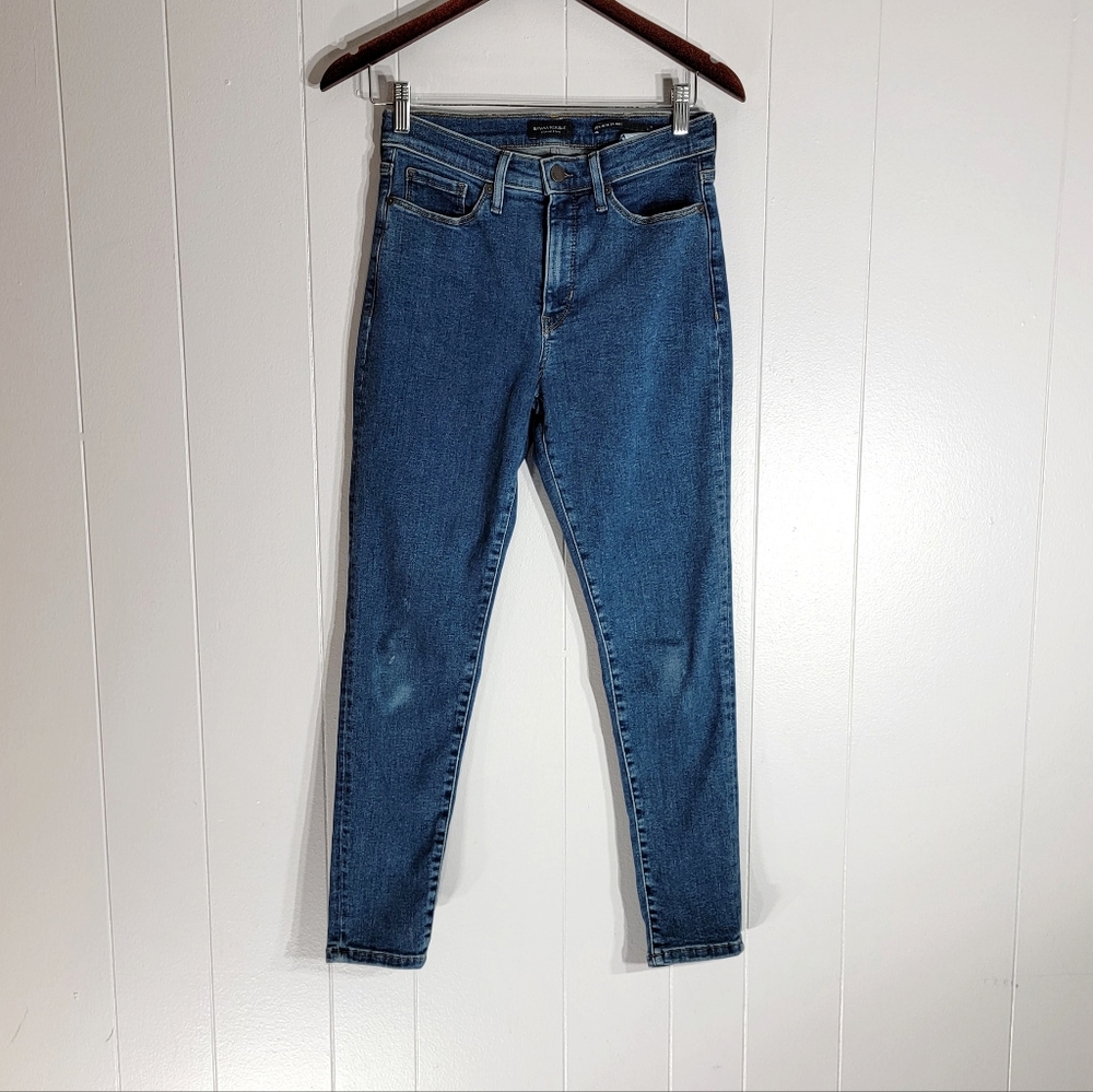 4/$20 Banana Republic Premium High Rise Skinny Stretch Dark Blue Jeans Size 2